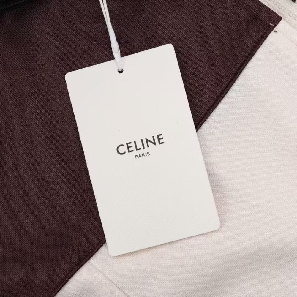 Celine Chocolate Patchwork Stand-Up Collar Baseba… - image 8